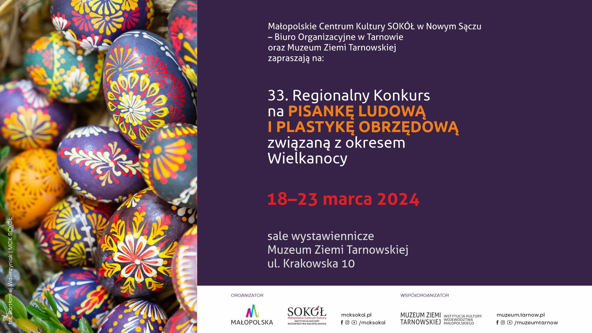 Zaproszenie na 33. edycję Regionalnego Konkursu na Pisankę Ludową i Plastykę Obrzędową