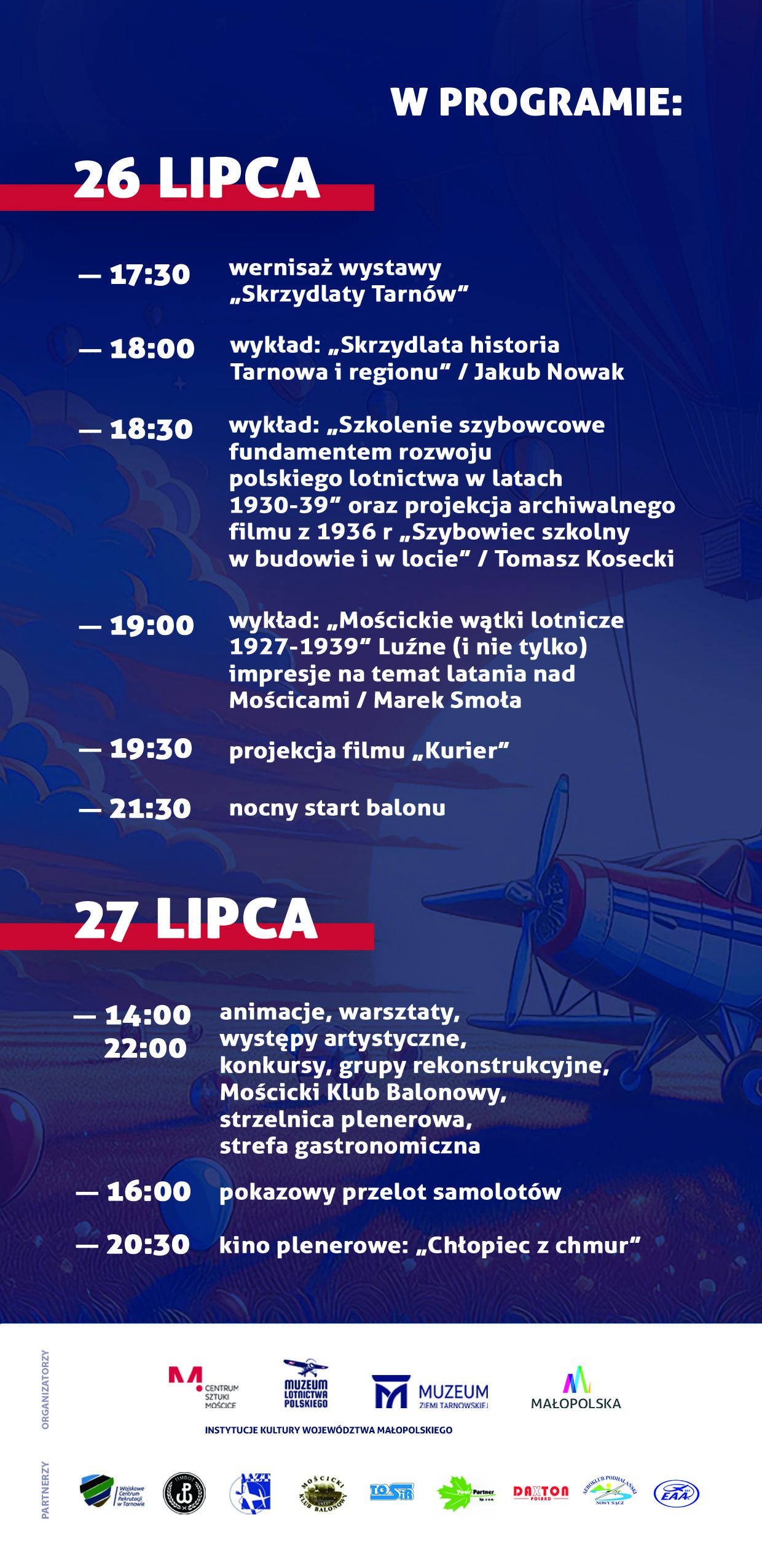 Szczegółowy harmonogram wydarzenia Skrzydlaty Tarnów
