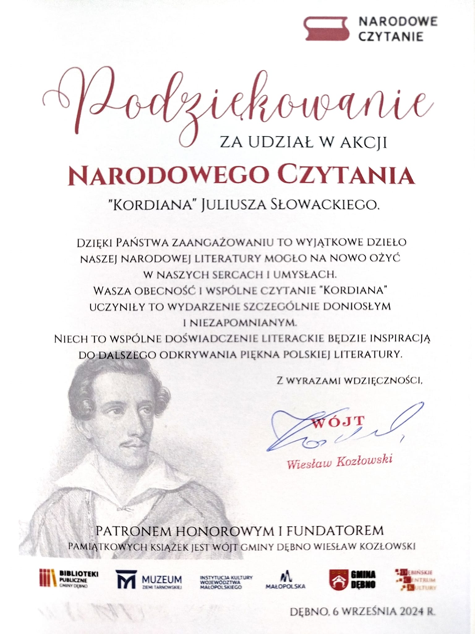 Narodowe Czytanie Kordiana w Muzeum Zamek w Dębnie