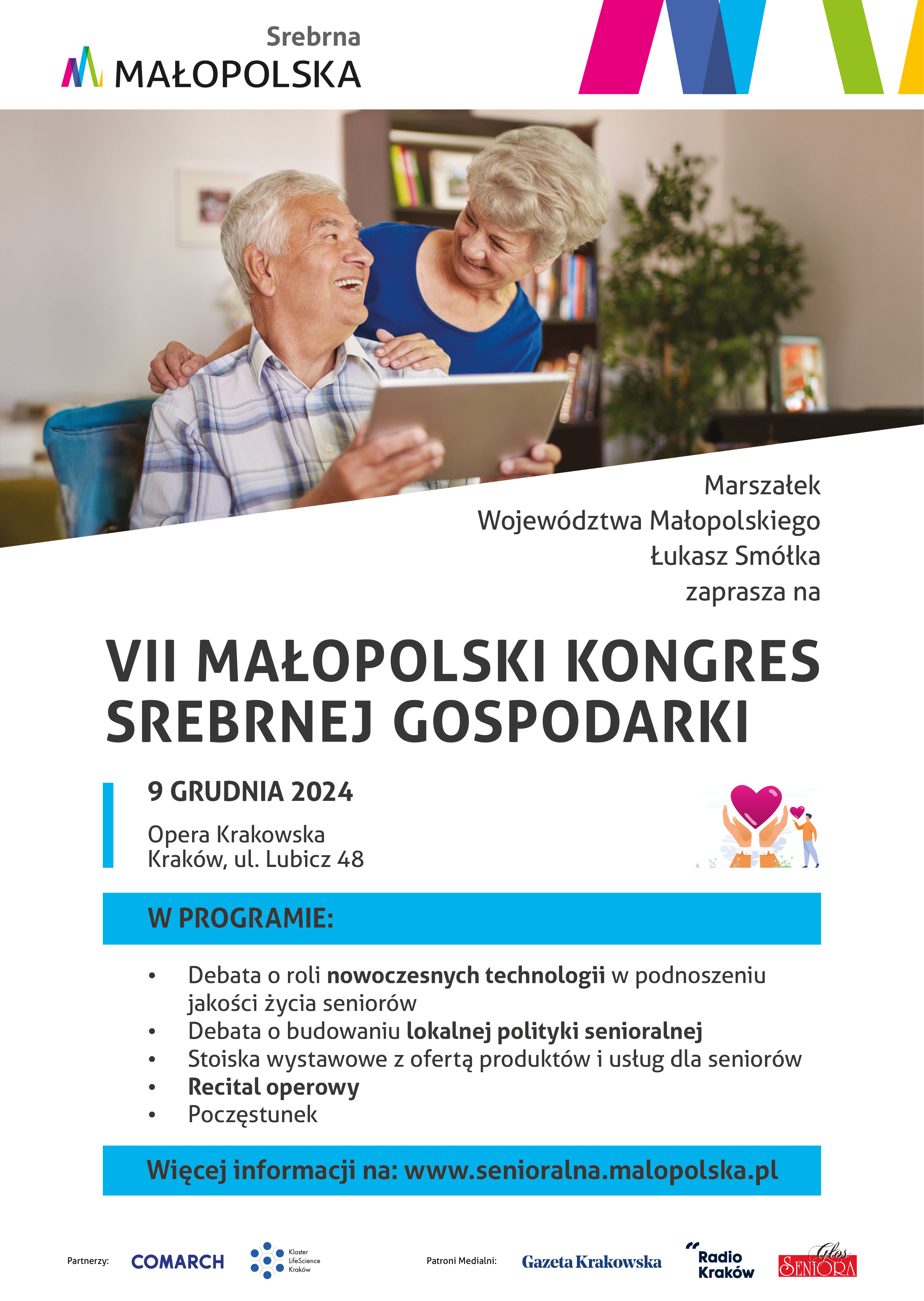 Plakat VII Małopolskiego Kongresu Srebrnej Gospodarki – 9 grudnia 2024 w Operze Krakowskiej