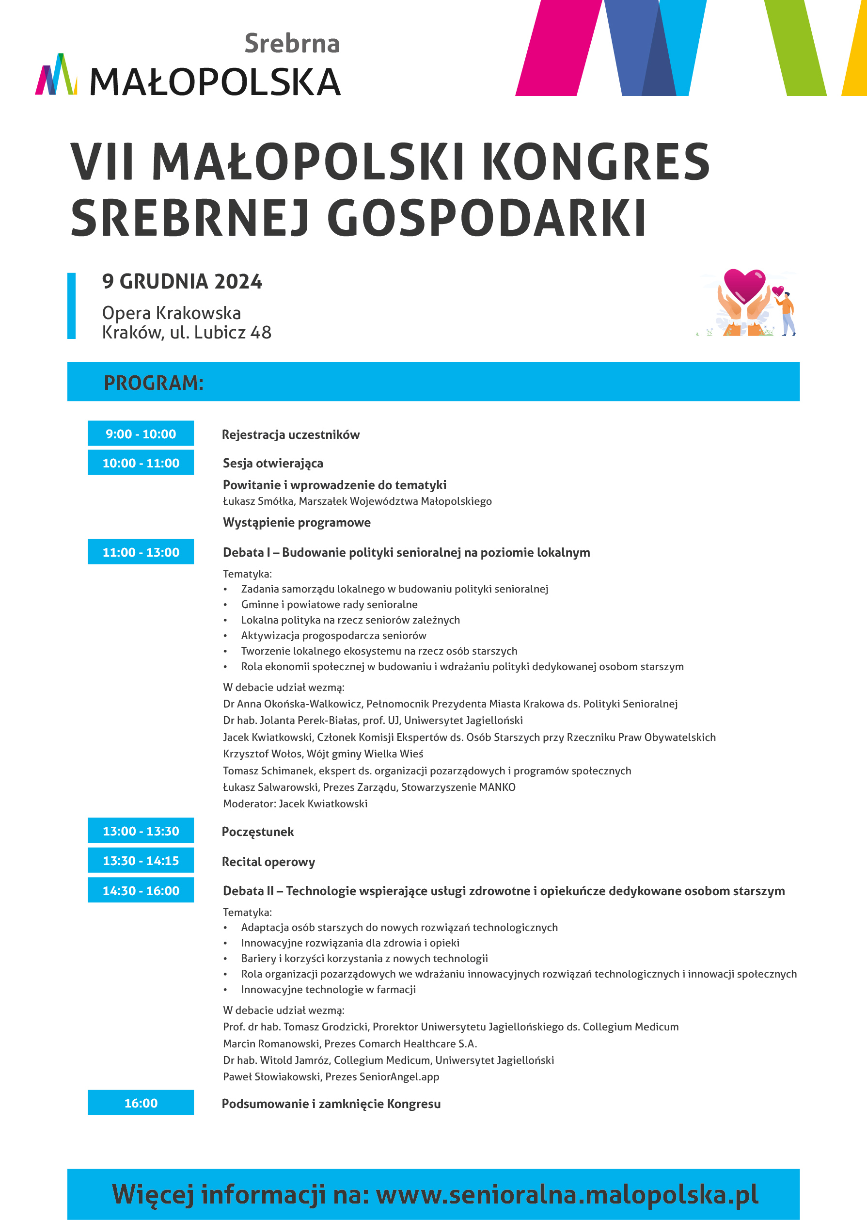 Program wydarzenia Małopolskiego Kongresu Srebrnej Gospodarki