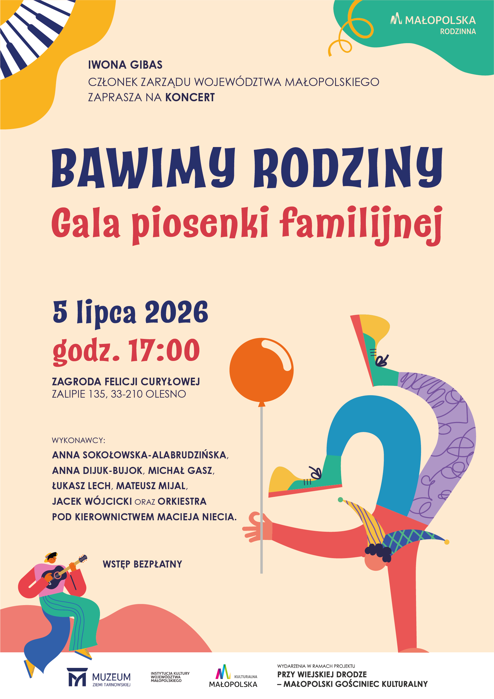 plakat koncertu "Bawimy rodziny. Gala piosenki familijnej"