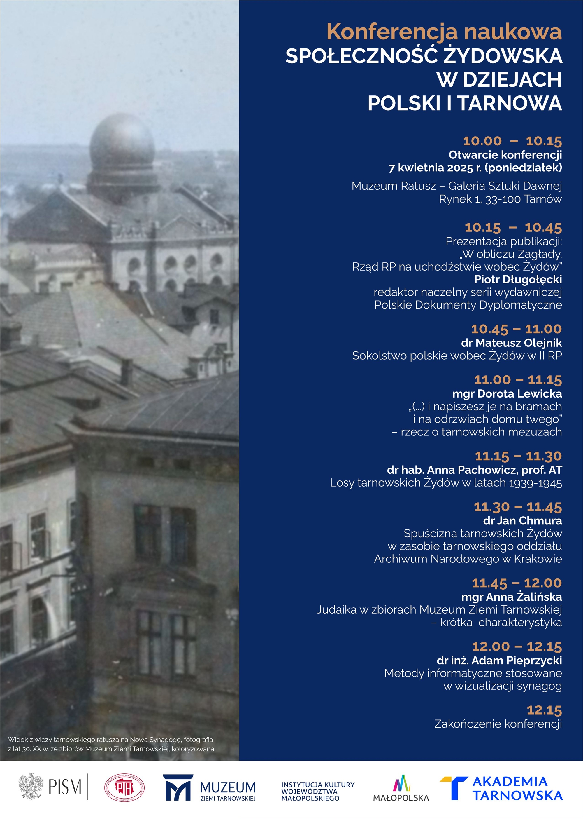 Plakat konferencji Społeczność żydowska w dziejach Polski i Tarnowa