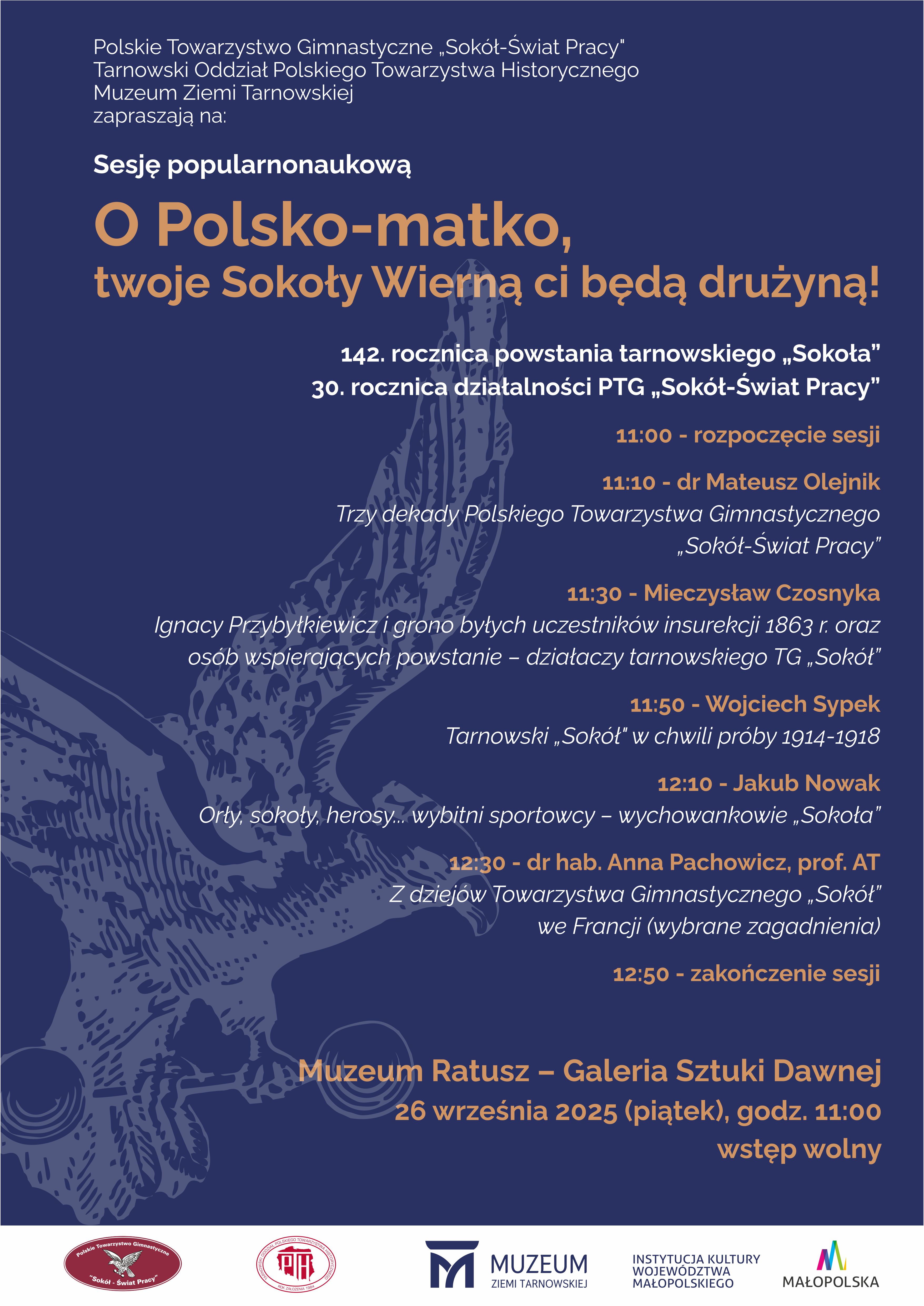 Plakat konferencji o Towarzystwie Gimnastycznym Sokół