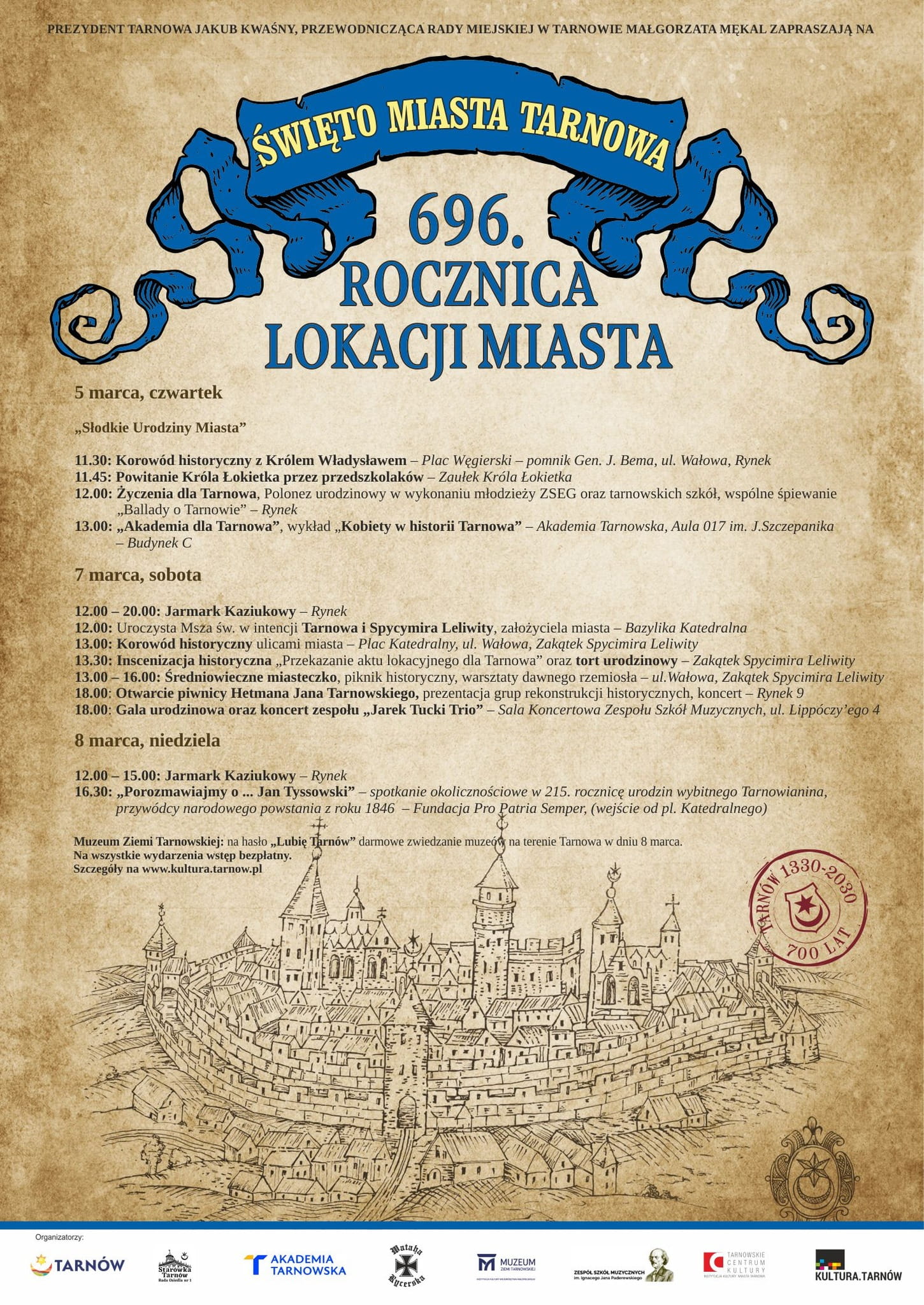 Plakat 696. rocznicy lokacji miasta Tarnowa