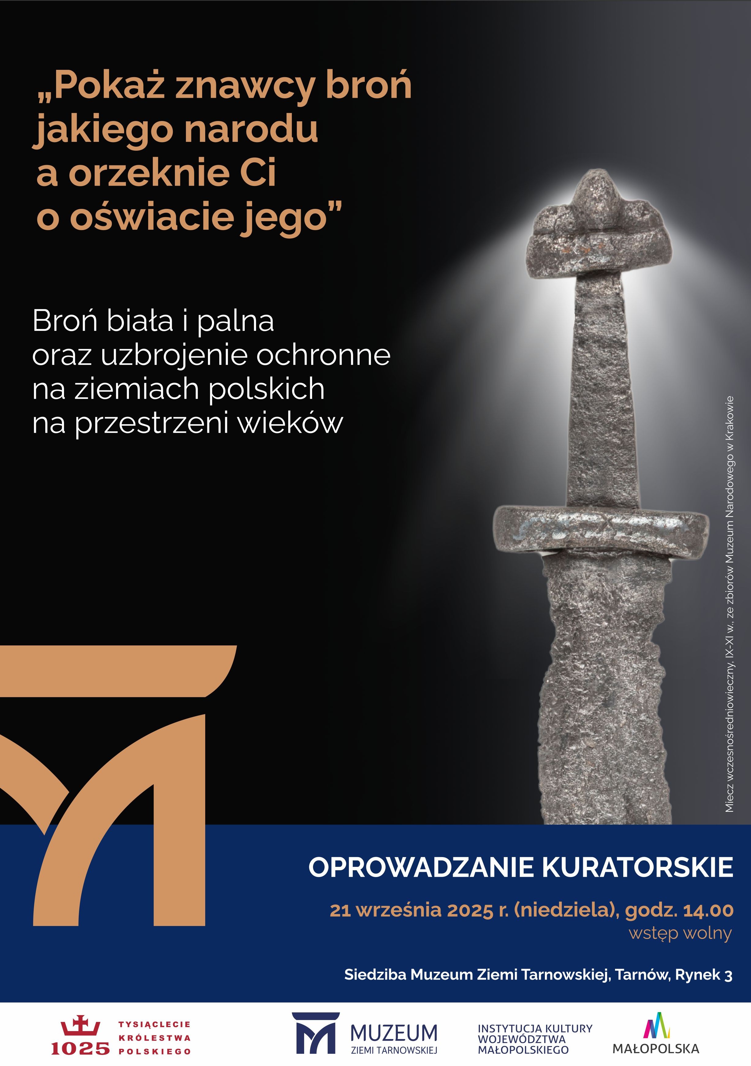 Plakat wydarzenia – średniowieczny miecz na ciemnym tle