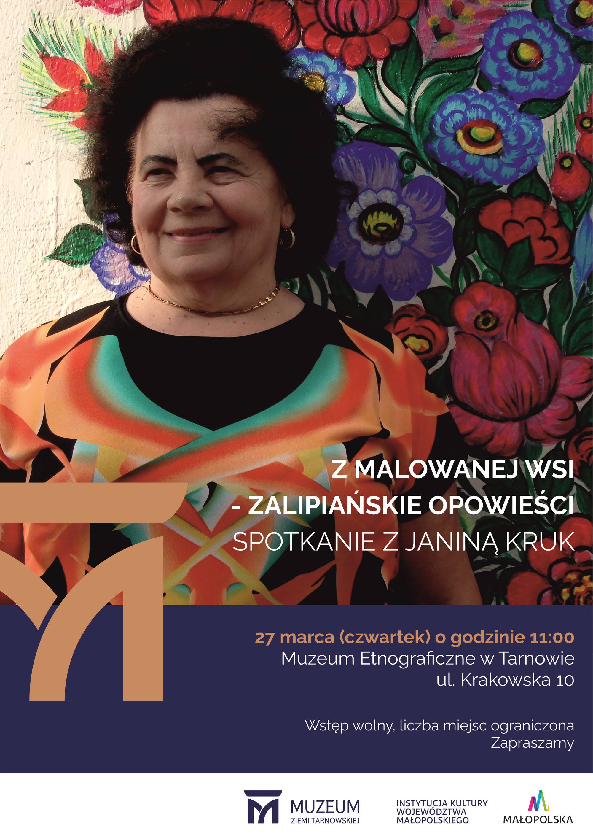 Plakat wydarzenia spotkania z Janiną Kruk
