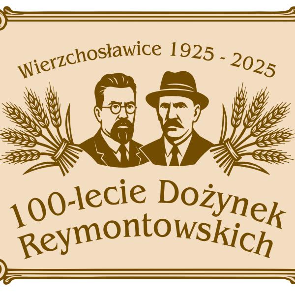 karykatura wincentego witosa i władysława reymonta na kremowym tle