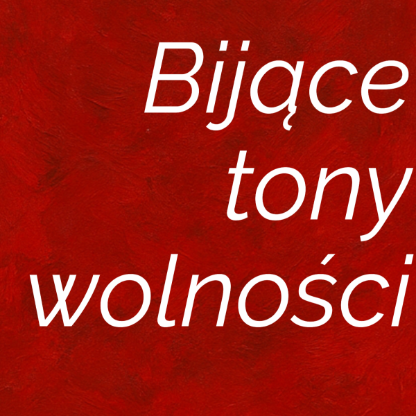 biały napis bijące tony wolności na czerwonym tle